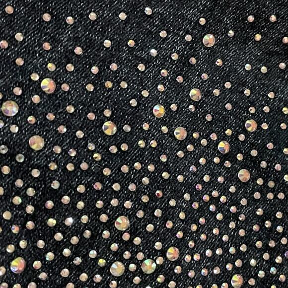 Girls Rhinestone Denim Shorts Sz XL Elastic Waist Drawstring Cuffed Sparkle Jean - Picture 4 of 7